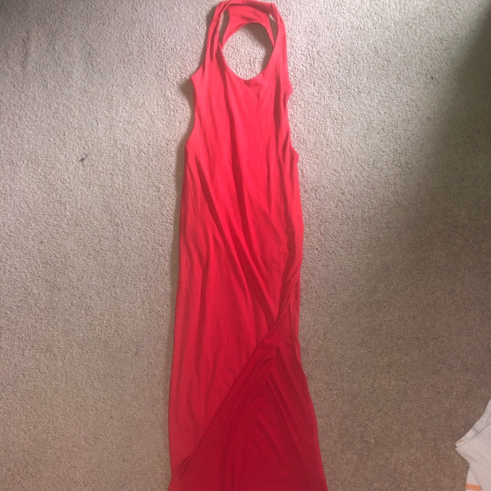 Fashionnova long backless red dress with slit. Medium